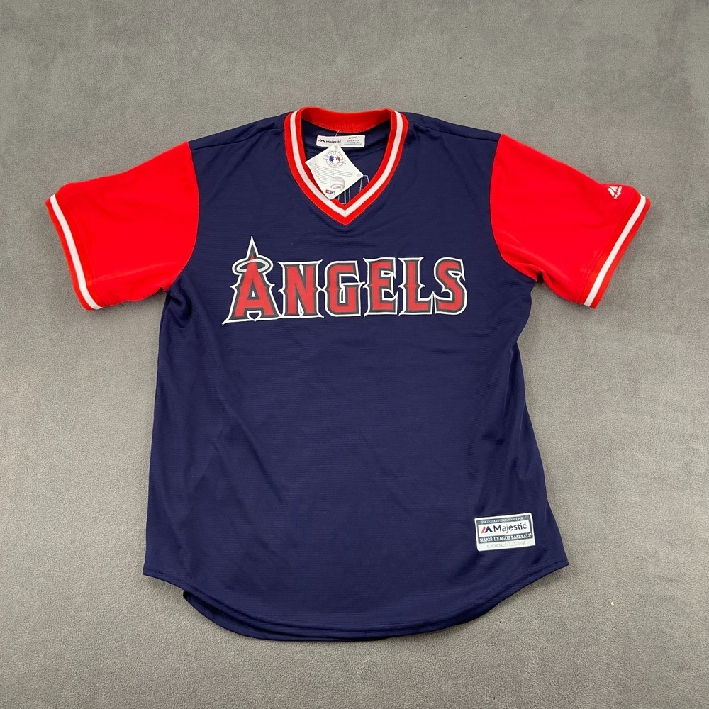 Los Angeles Angels Jersey Mens L Navy Red Albert Pujols #5 Majestic MLB Baseball